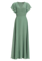 Chiffon Jumpsuit mit Überrock und Volantärmeln