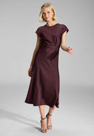 Slip Dress aus Satin mit Twist Detail merlot