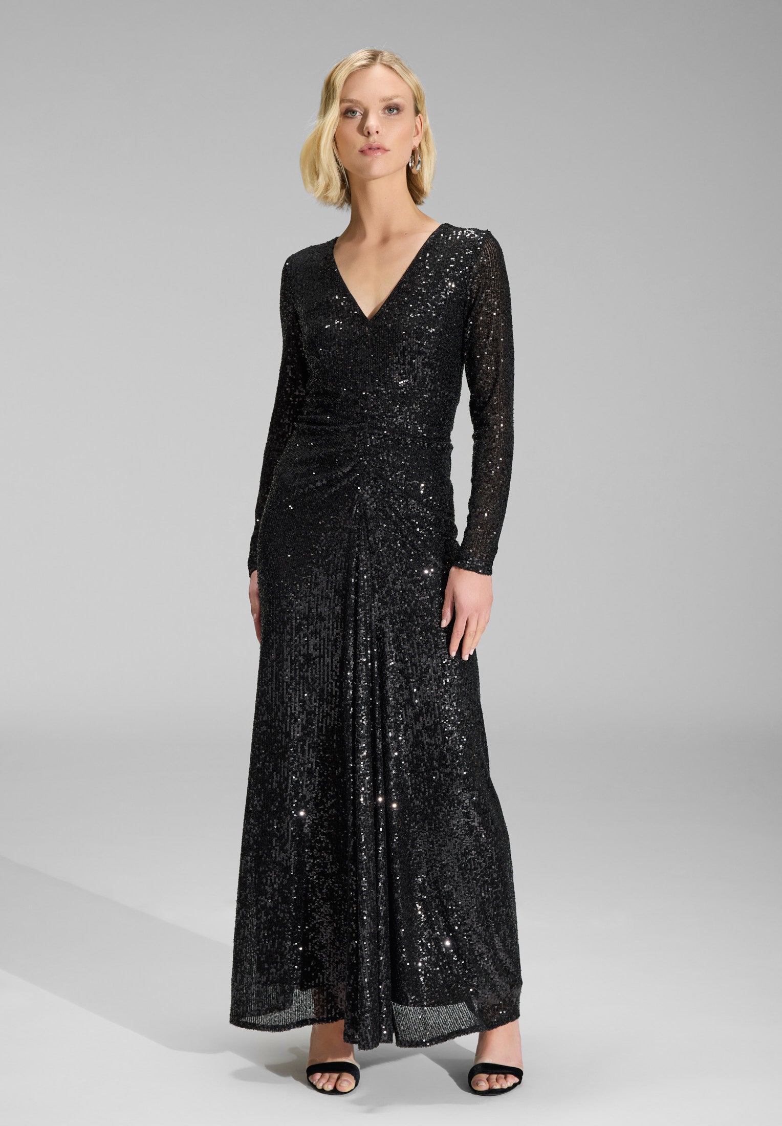 Abendkleid aus elastischem Paillettenstoff black