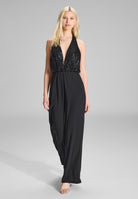 Jumpsuit mit besticktem Top aus Paillette black