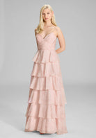 Volantkleid aus Chiffon rose
