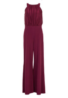 Jumpsuit mit amerikanischem Ausschnitt aus Material Mix