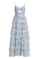 Printkleid mit Volantrock und Cut-out Detail