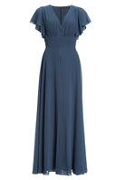 Chiffon Jumpsuit mit Überrock und Volantärmeln