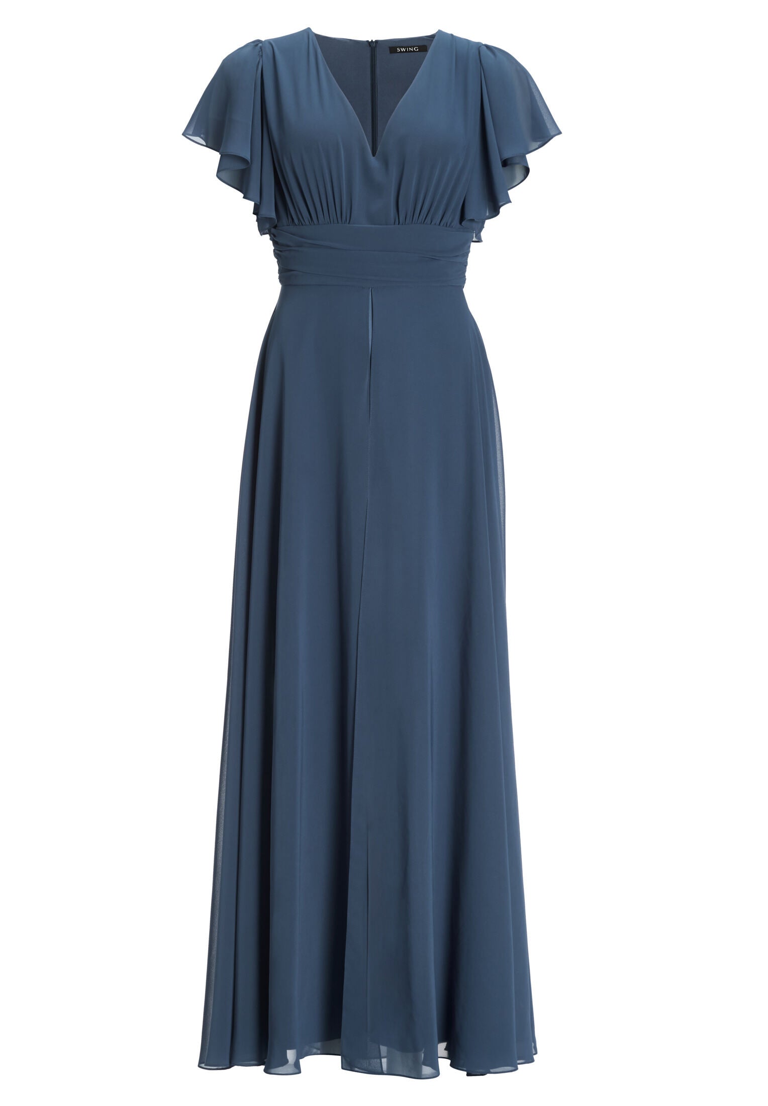 Chiffon Jumpsuit mit Überrock und Volantärmeln