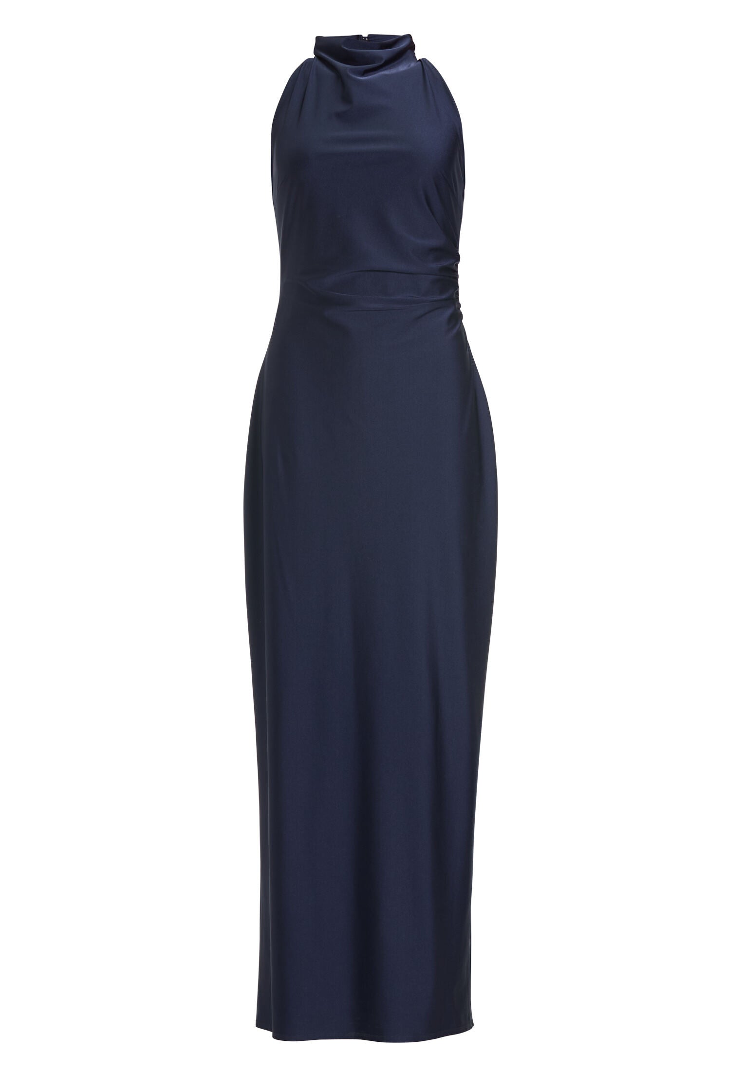 Abendkleid aus Jersey Satin mit Drapierung am Kragen