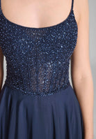 Chiffonkleid mit besticktem Top
