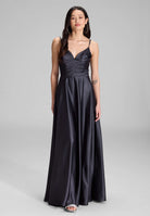 Schimmerndes Abendkleid mit drapiertem Top navy
