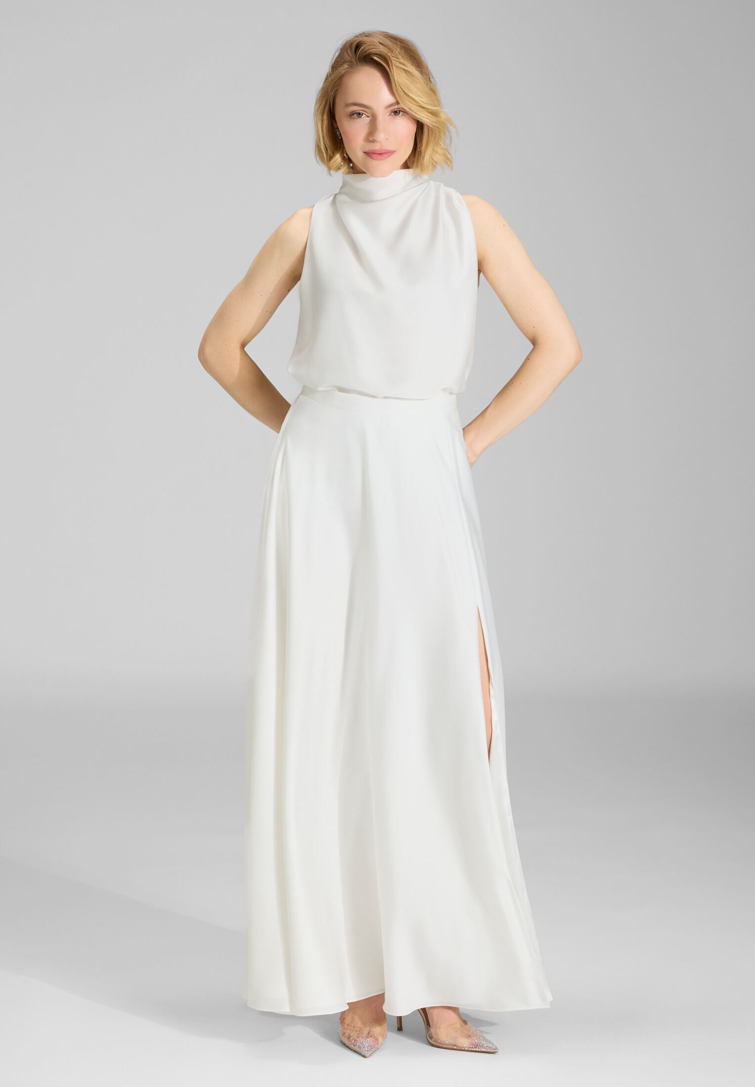 Rock aus nachhaltigem Satinchiffon ivory