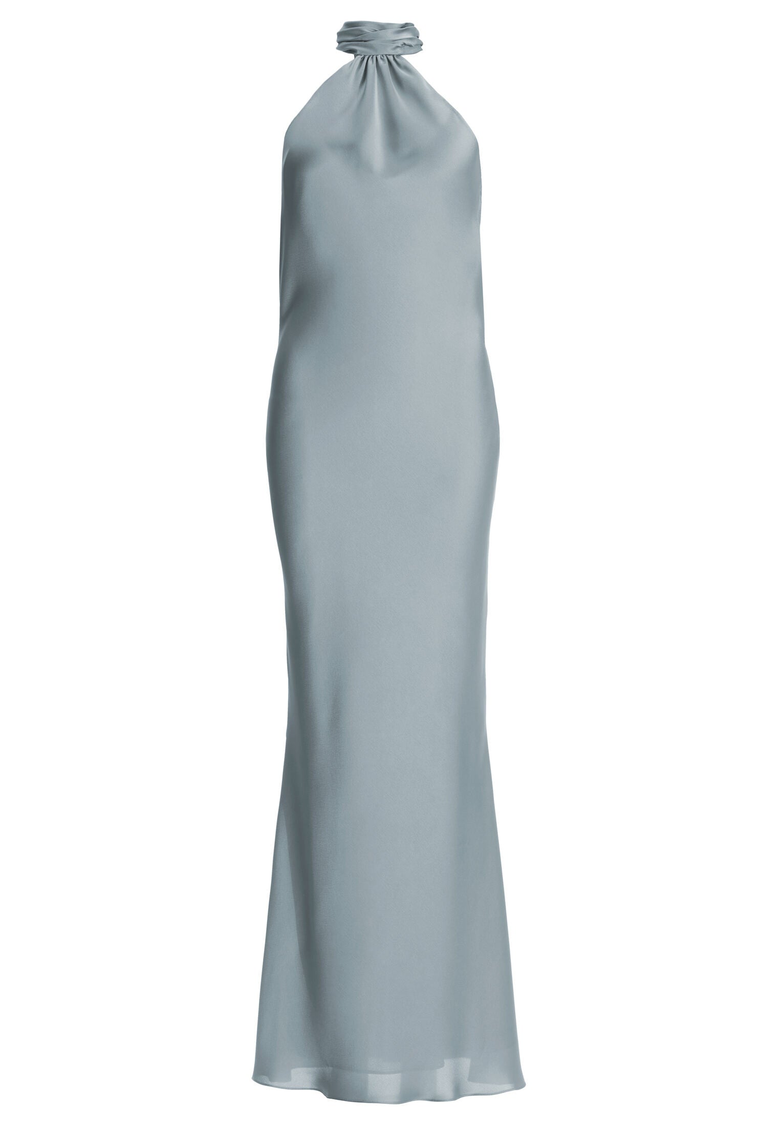 Abendkleid aus nachhaltigem Satin mit Stehkragen