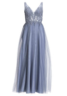Tüllkleid mit Spitzenstickerei und Glitzereffekt