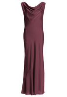 Abendkleid aus nachhaltigem Satin mit Wasserfall Ausschnitt